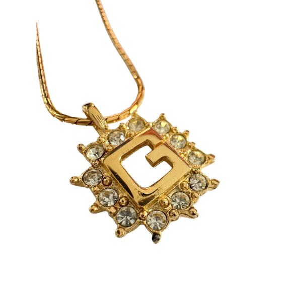 Givenchy G with Burst of Rhinestones Necklace - Picture 1 of 11